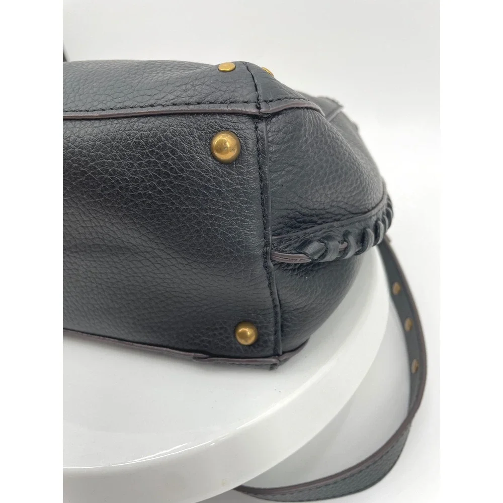 American Leather Co Luca Crossbody Bag Womens Medium Black Pebbled Leather Boho